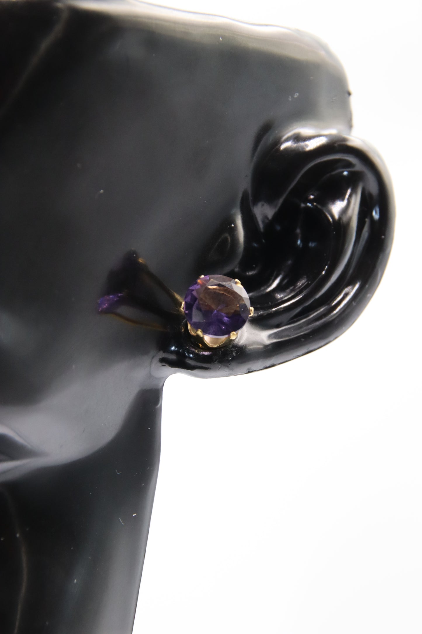 Earring, Stud, Zircon, Gold, 8mm, 316L Stainless