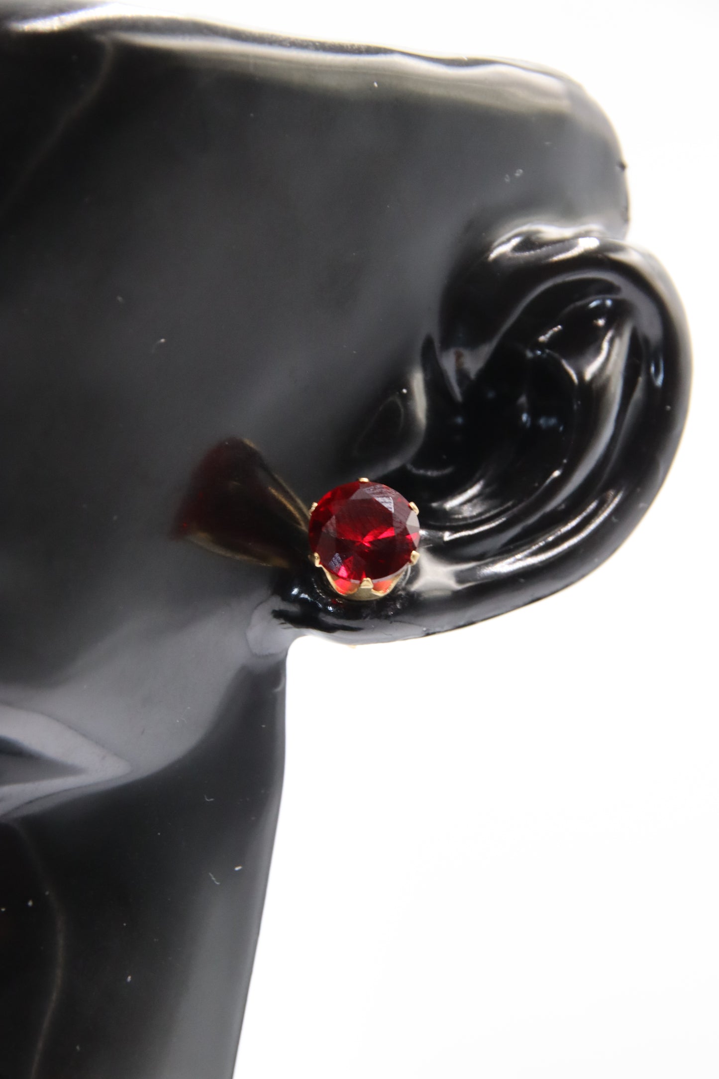 Earring, Stud, Zircon, Gold, 8mm, 316L Stainless