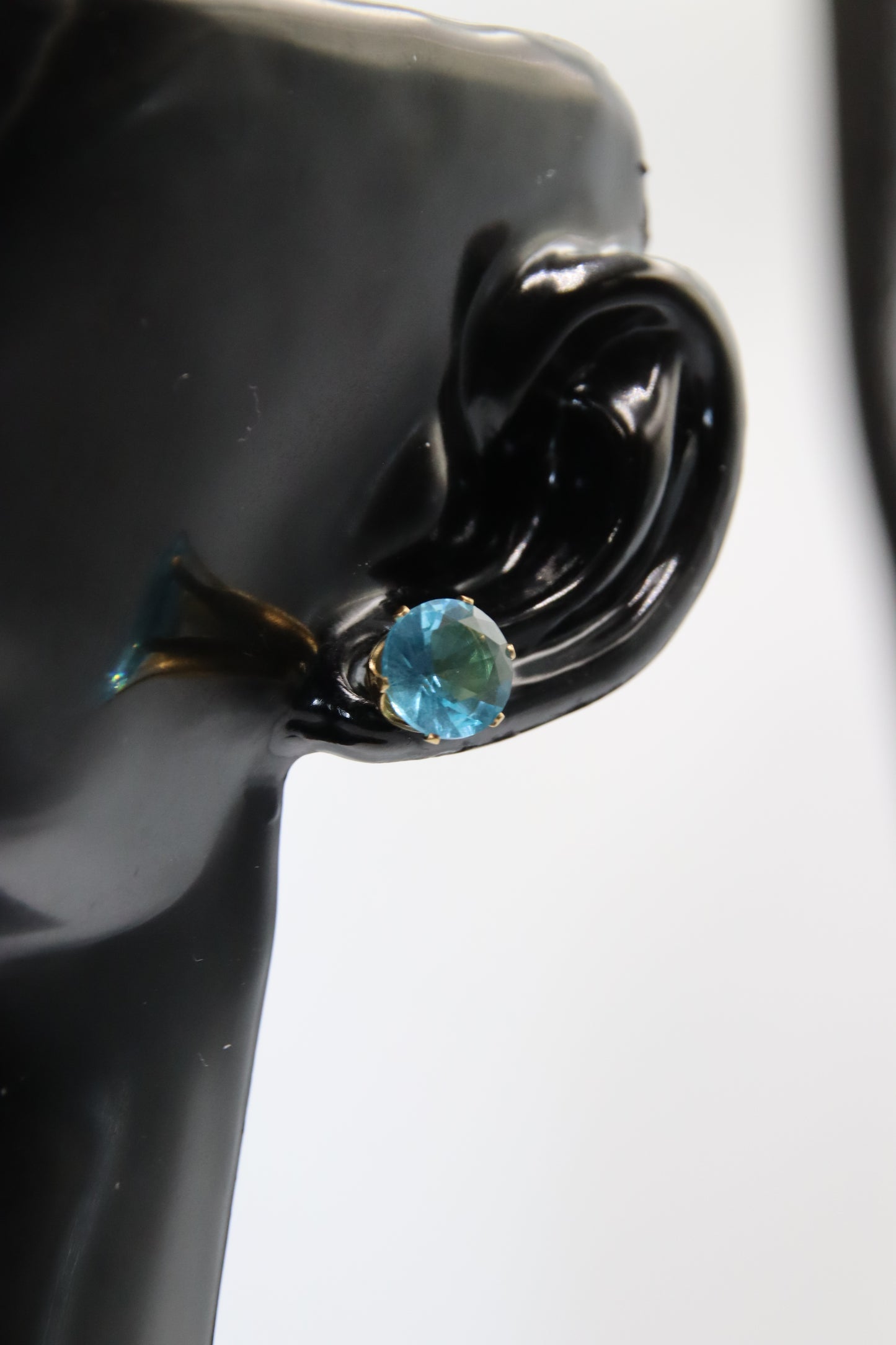 Earring, Stud, Zircon, Gold, 8mm, 316L Stainless