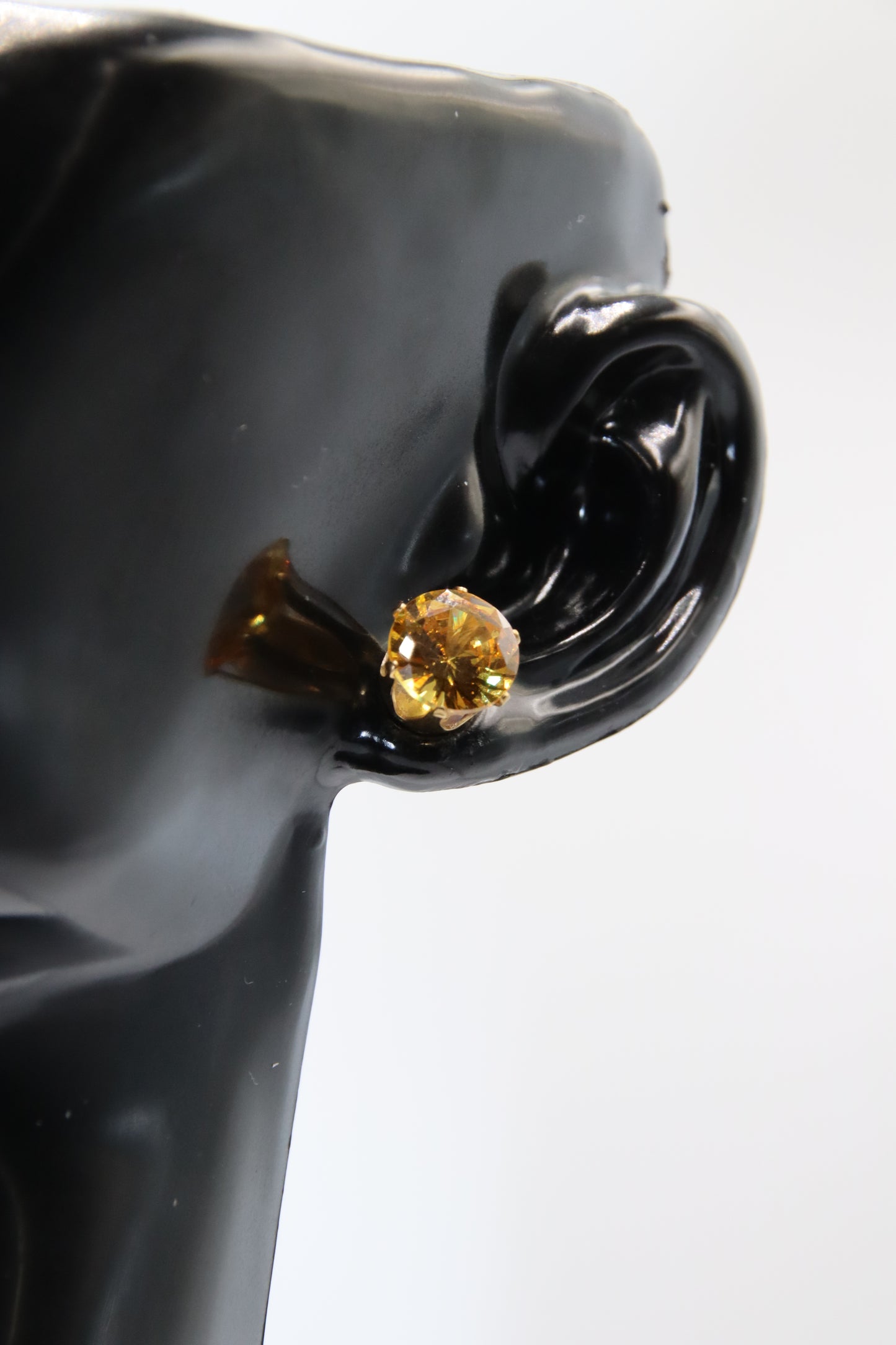 Earring, Stud, Zircon, Gold, 8mm, 316L Stainless