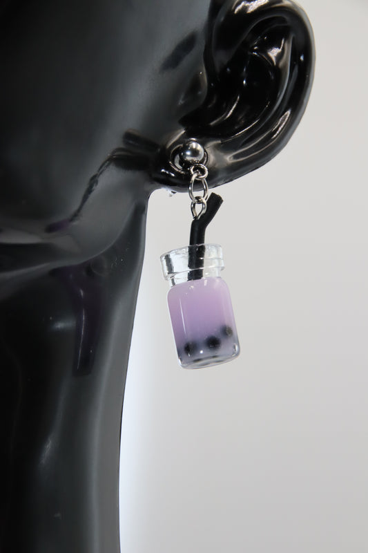 Bubble Tea, Earrings, Silver Studs