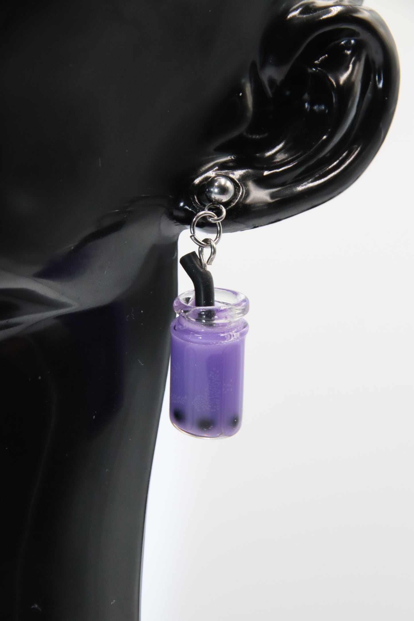 Bubble Tea, Earrings, Silver Studs