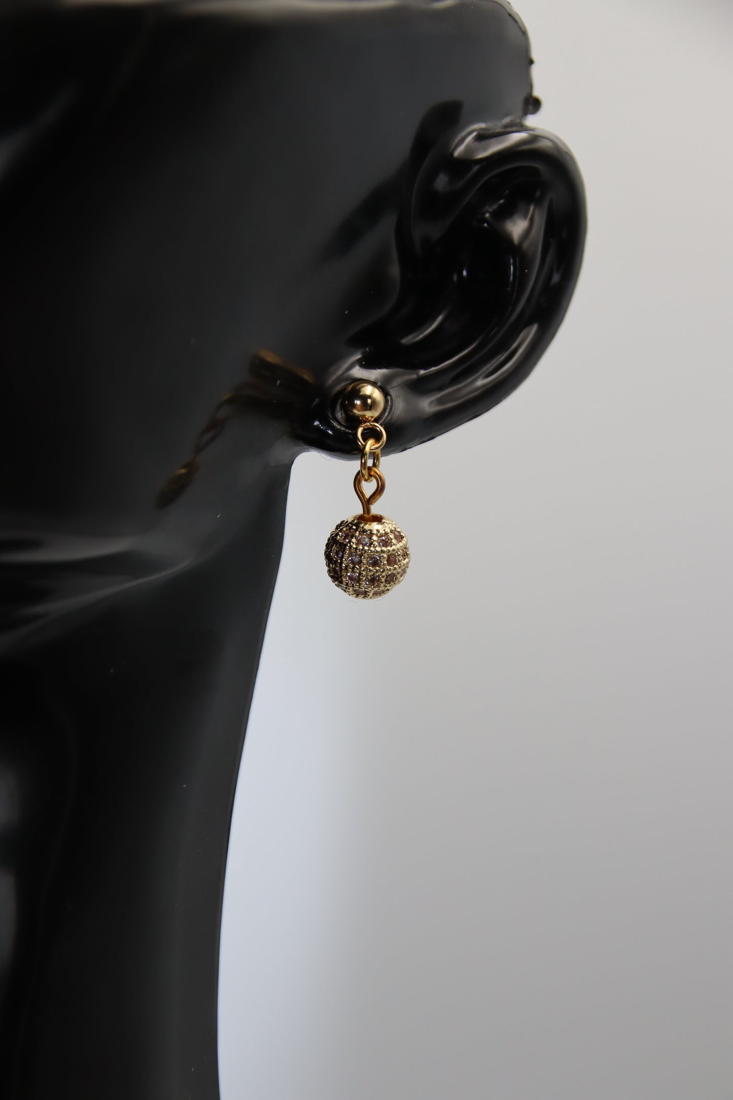 Cubic Zirconia, Disco Ball, Gold, Silver & Rose Gold Stud & Shepherd Hook Earrings (8mm)