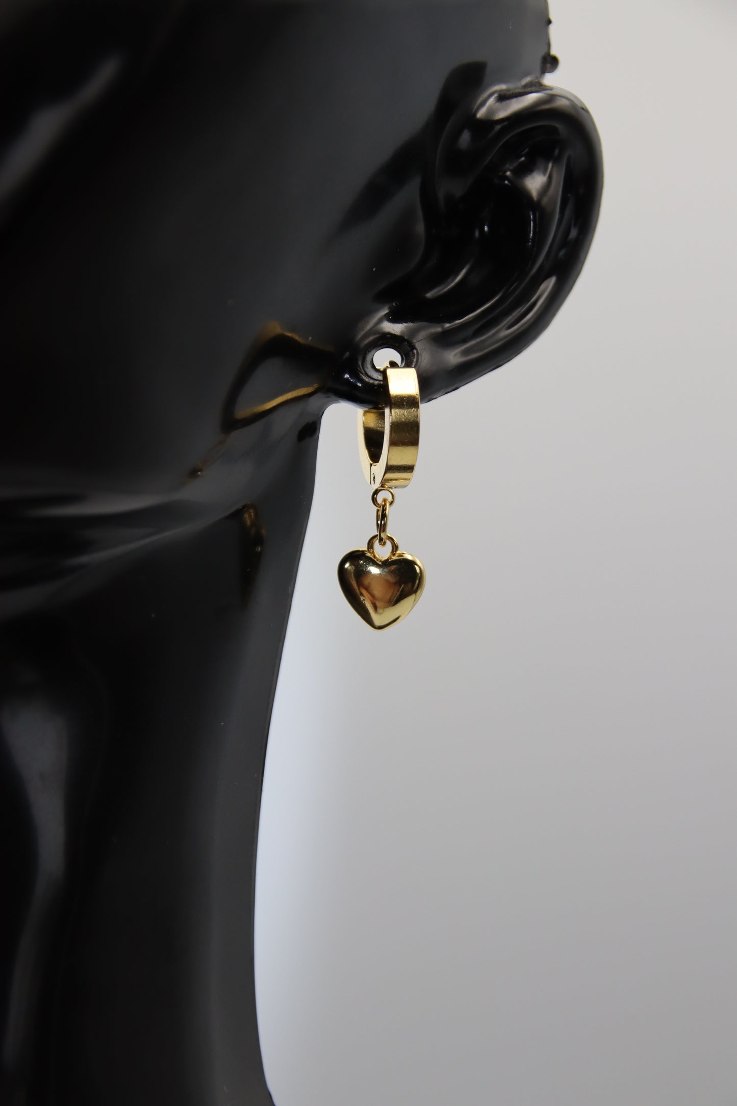Huggie Hoop with Hearts, Hoop Earrings (Gold & Silver)