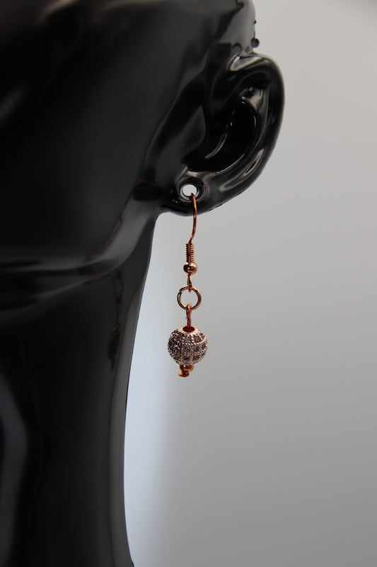 Cubic Zirconia, Disco Ball, Gold, Silver & Rose Gold Stud & Shepherd Hook Earrings (8mm)