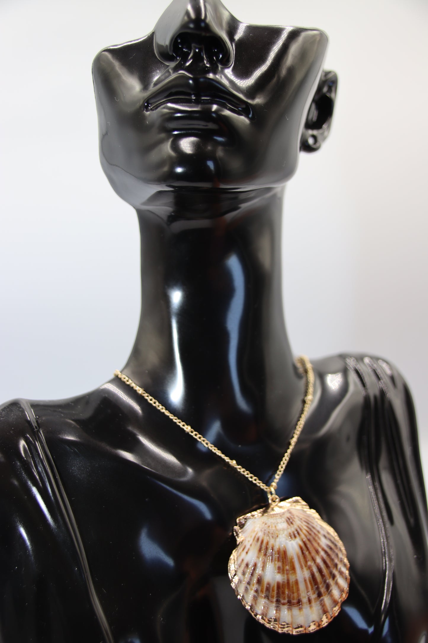 Natural Shell, Gold Tones Pendant, Necklace
