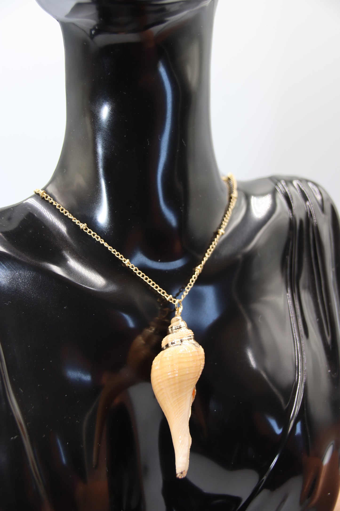 Natural Shell, Gold Tones Pendant, Necklace