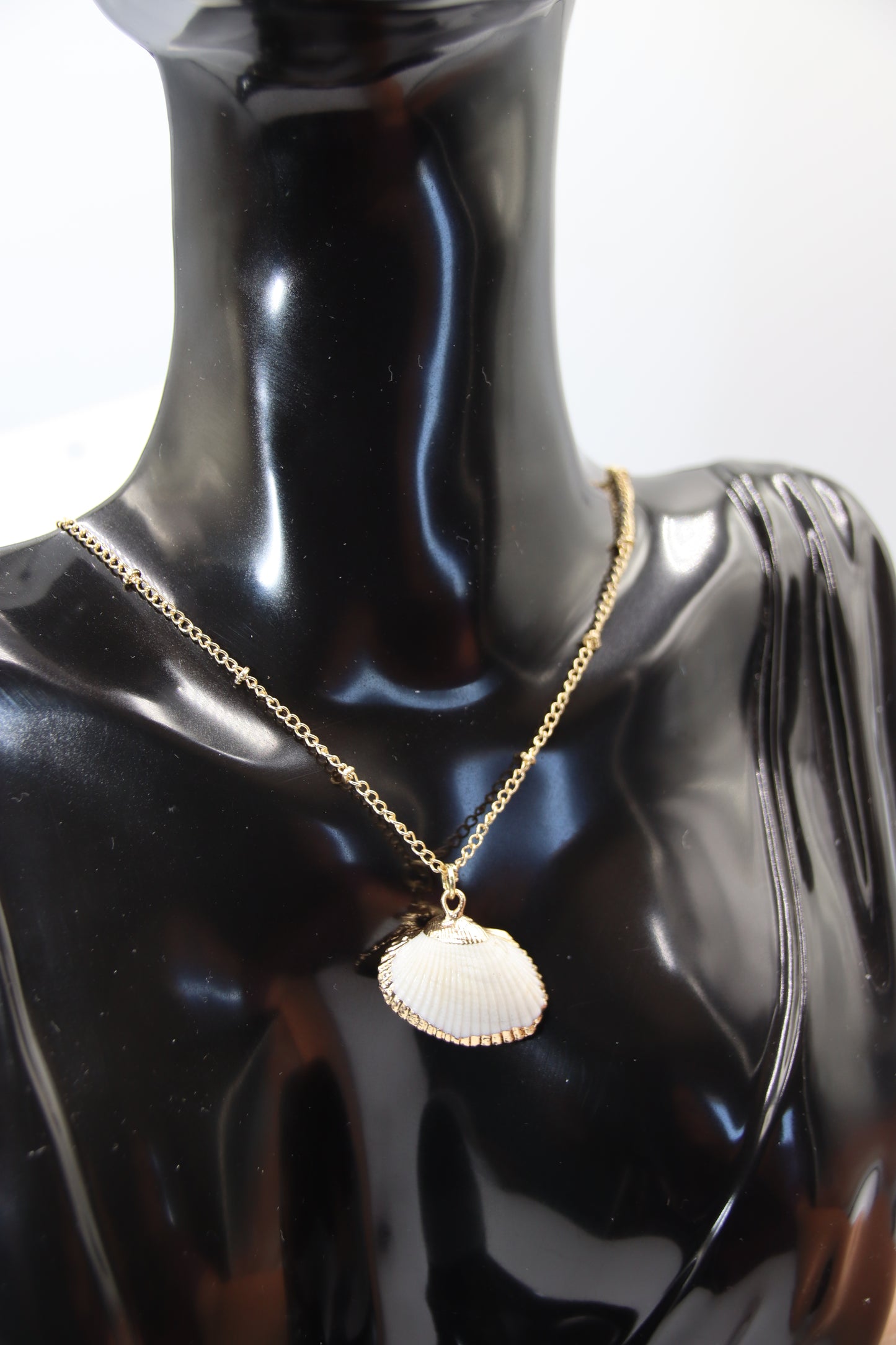 Natural Shell, Gold Tones Pendant, Necklace
