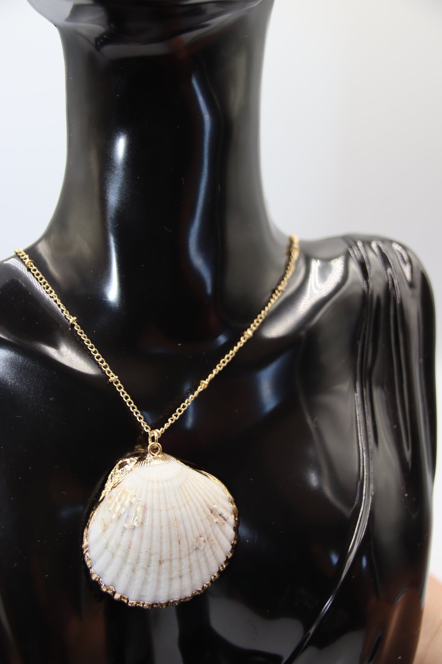 Natural Shell, Gold Tones Pendant, Necklace