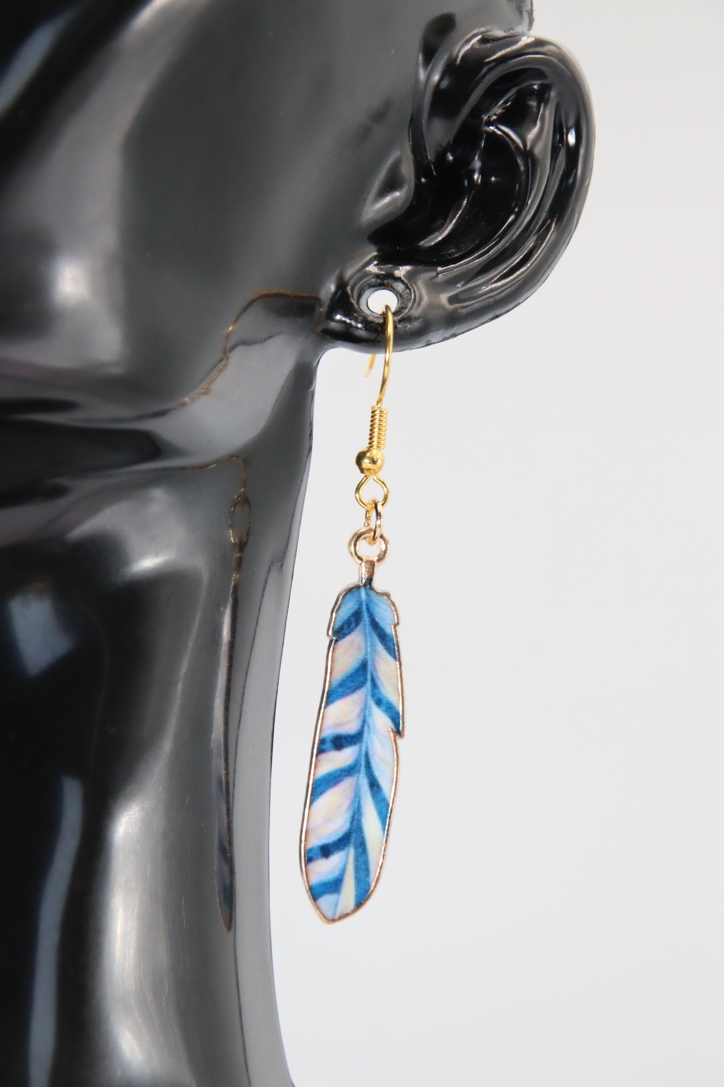 Bohemian Colourful Feather, Stud Earrings (Gold/Rose Gold/Sterling Silver)