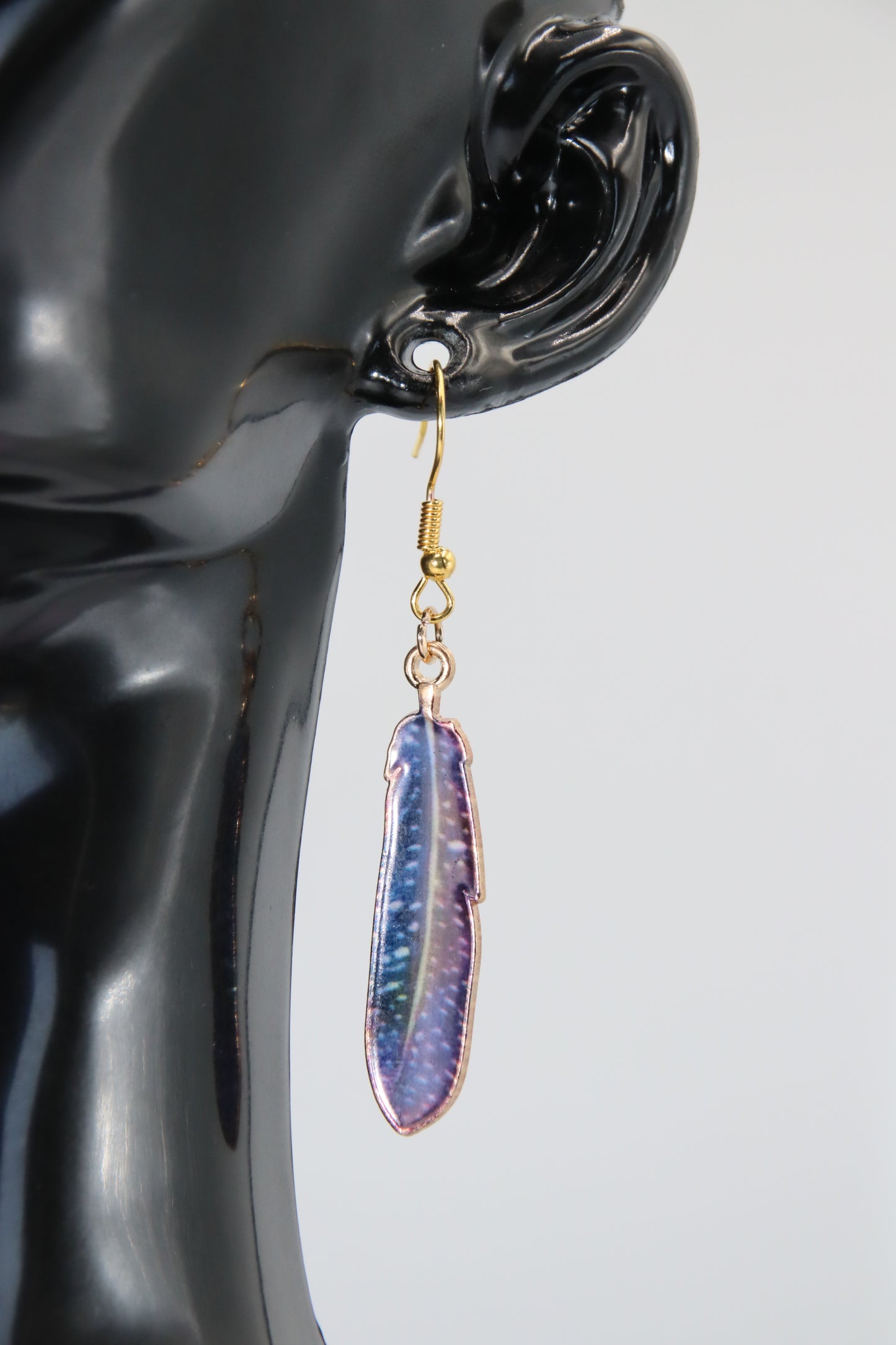 Bohemian Colourful Feather, Stud Earrings (Gold/Rose Gold/Sterling Silver)