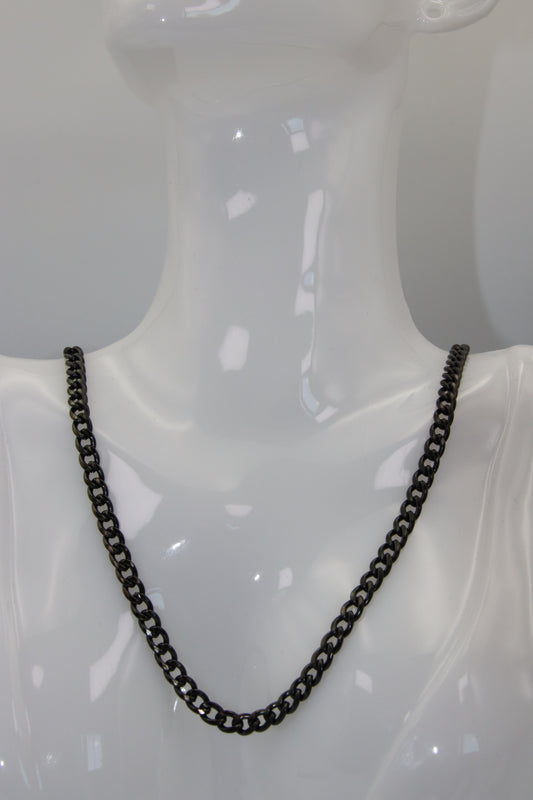 Men's Cuban Link Chain Necklace (Stainless Stell - Silver/Black/Golden)