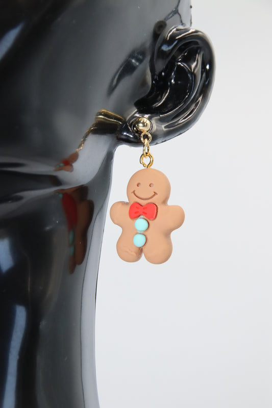 Gingerbread Man, Earrings, Ball Stud
