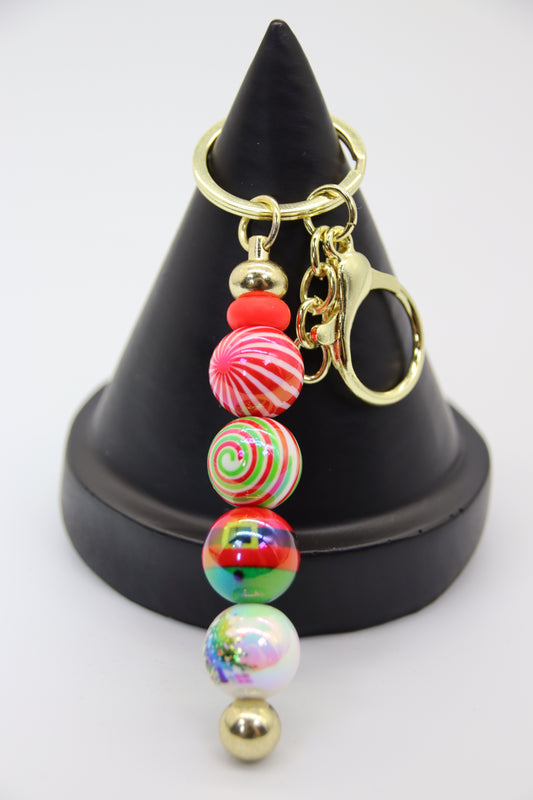 Christmas Theme Keychain, Gold