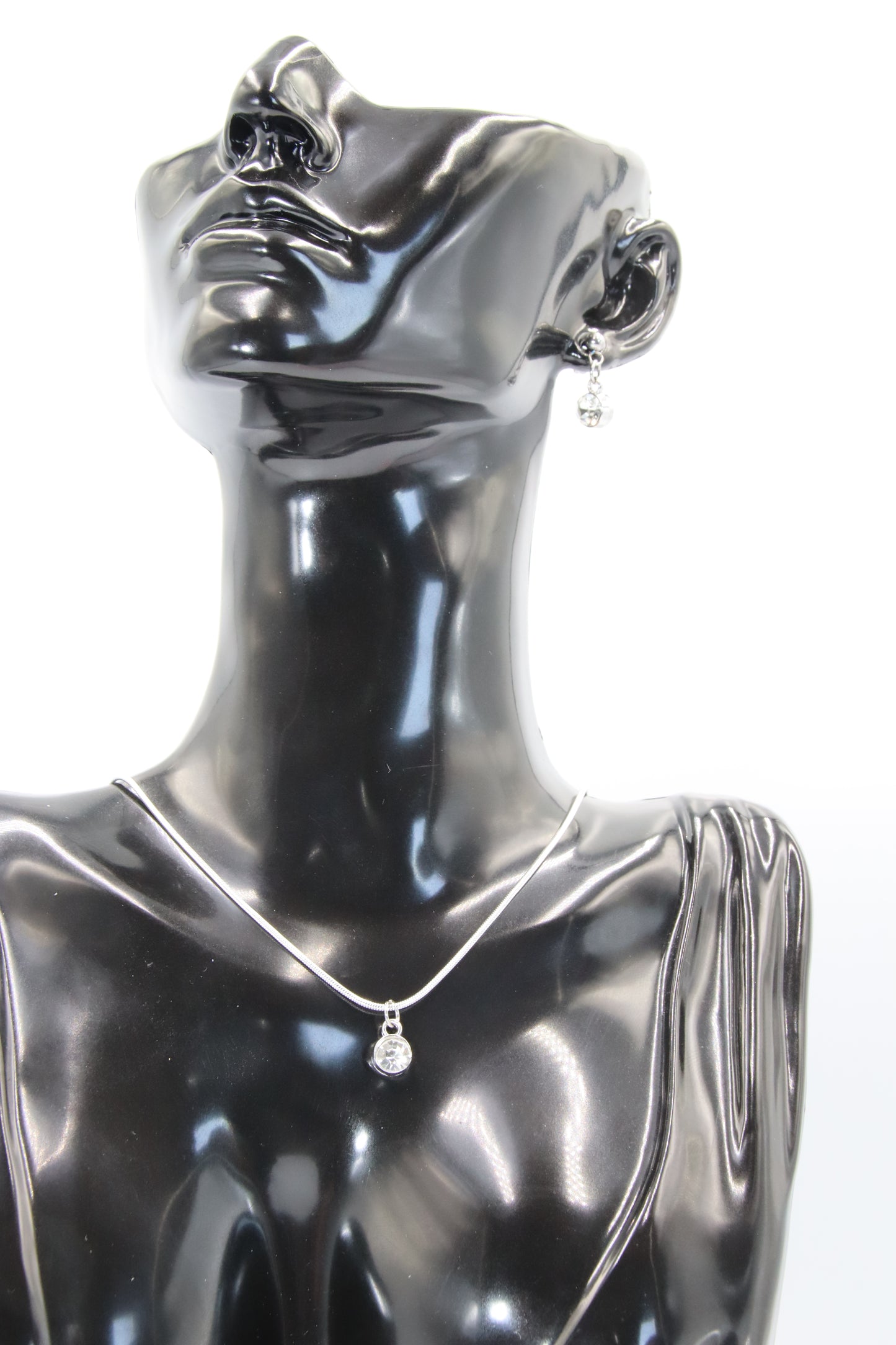 Birthstone Package, Silver Ball Stud Earrings & Necklace