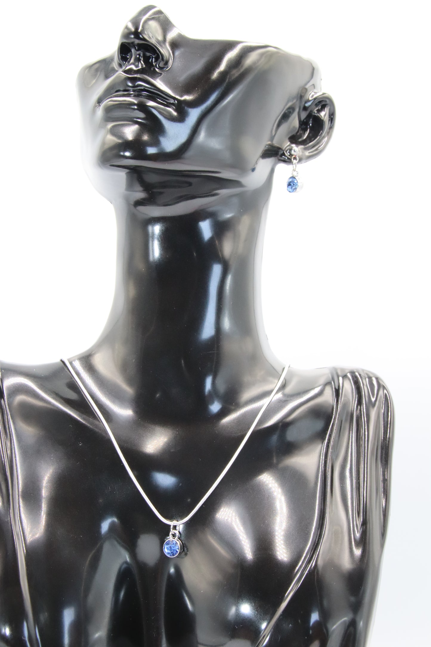 Birthstone Package, Silver Ball Stud Earrings & Necklace