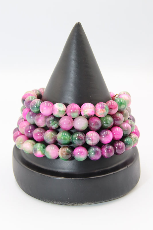 Persian, Green/Purple Bead Memory Bracelet