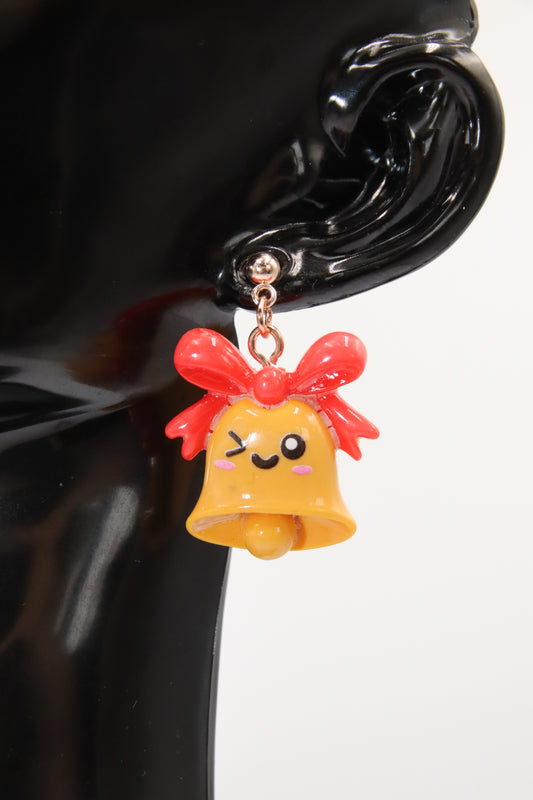 Jingle Bell Charm Ball Stud Earrings (Gold/Rose Gold/Silver)