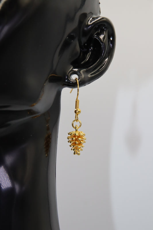 Christmas Pine Cone Earrings (Gold Plated)