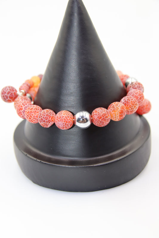 Red Cracked Agate Memory Bracelet