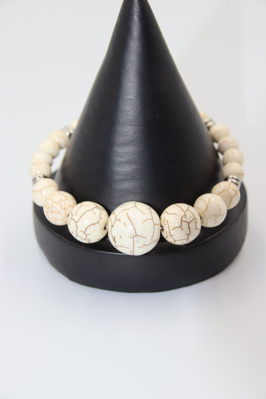 White Turquoise Bead Memory Bracelet