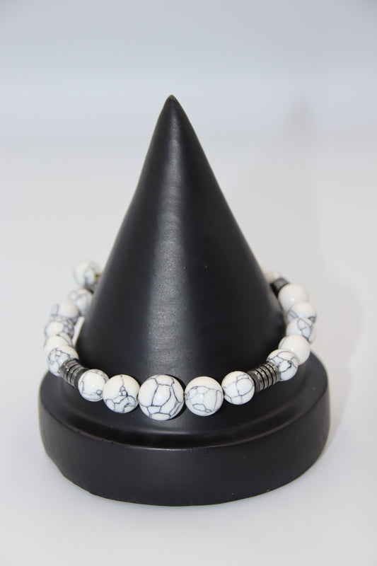 Grey Turquoise Bead Memory Bracelet