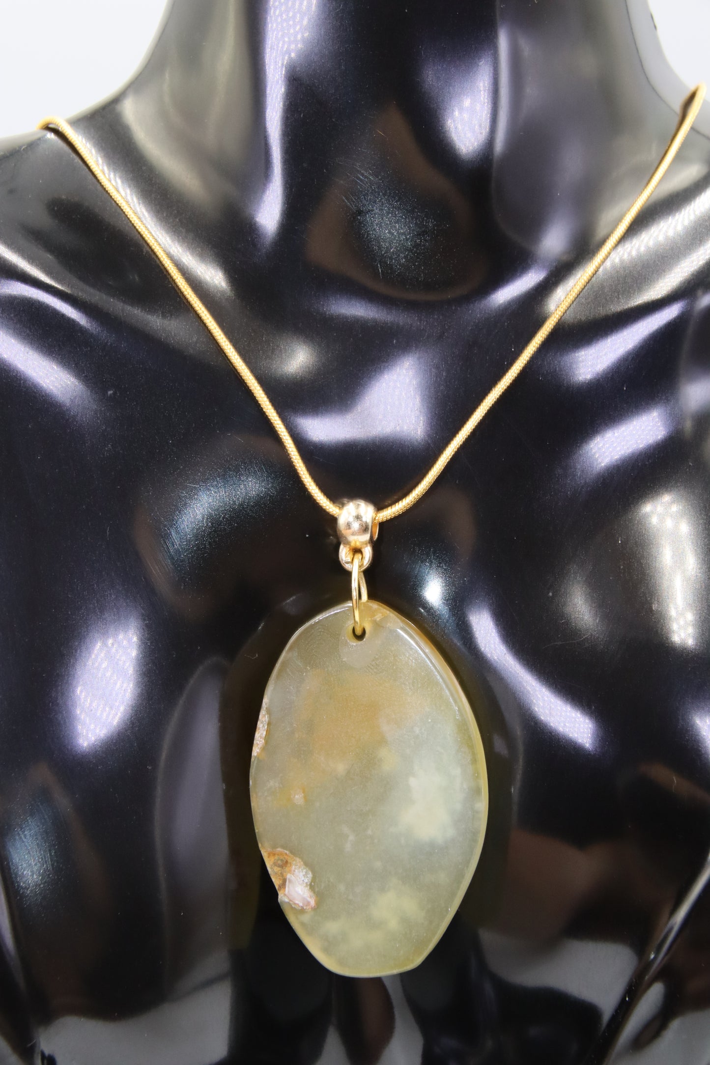 Sliced Agate Necklace, Gold