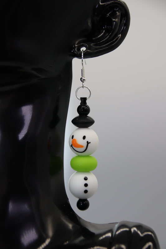 Frosty The Snowman Earrings, Silver