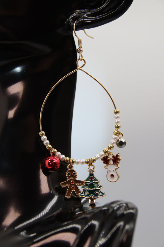 Christmas Theme, Drop and Dangle, Earrings, Gold
