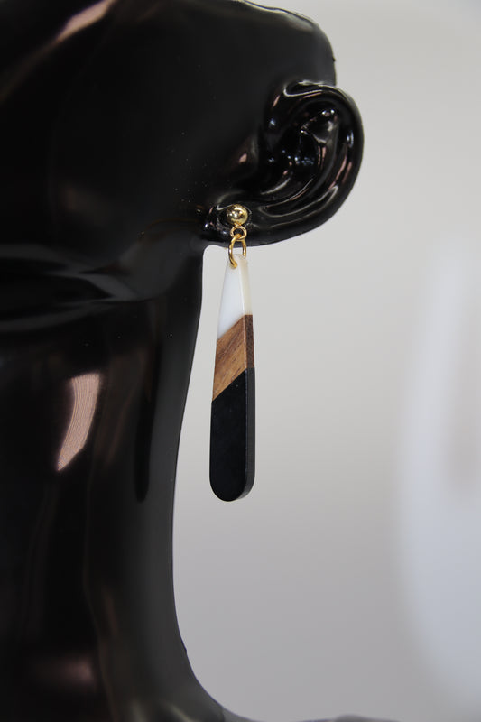 Bohemian Style Resin/Wood Teardrop Earrings