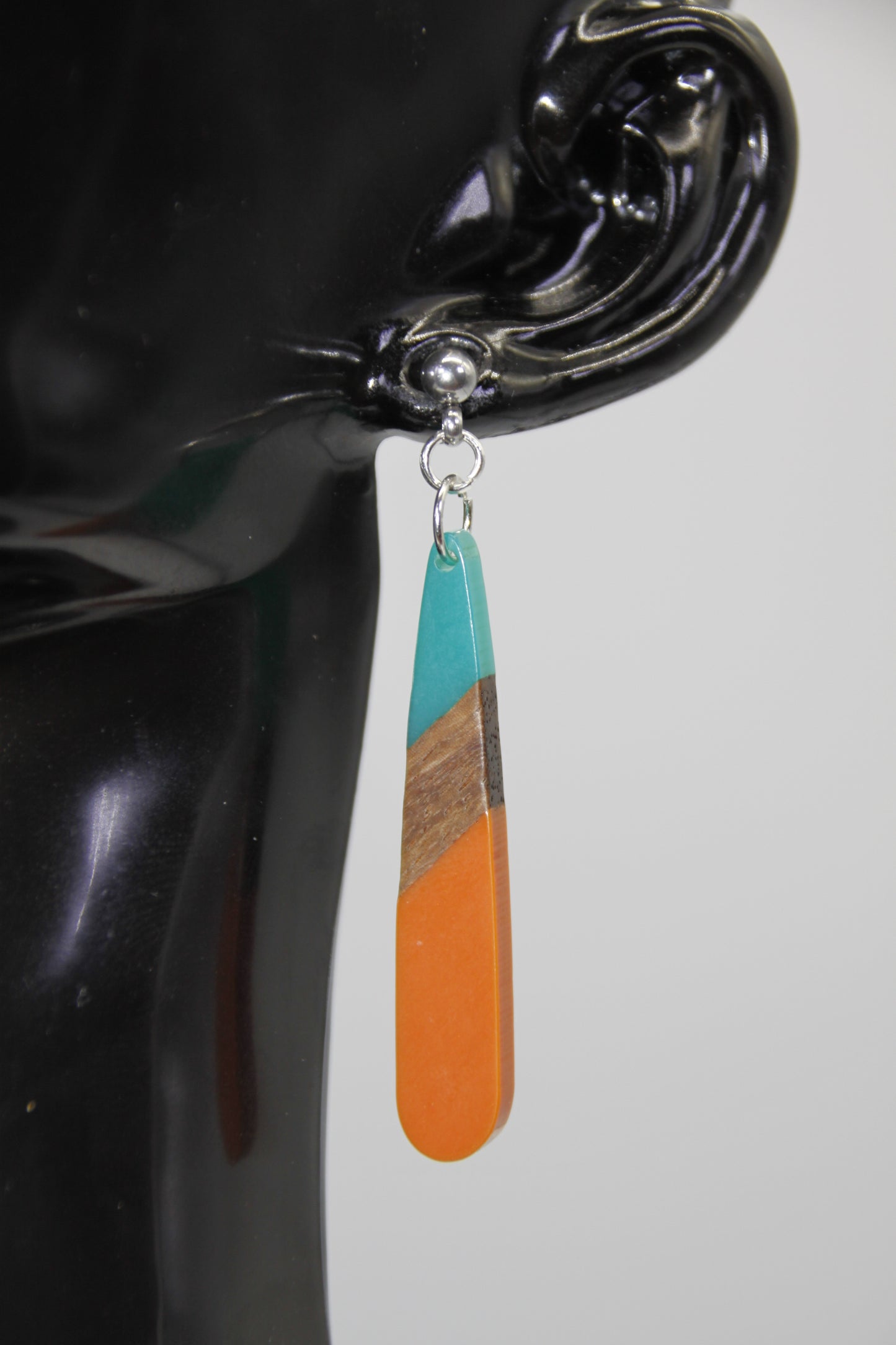 Bohemian Style Resin/Wood Teardrop Earrings