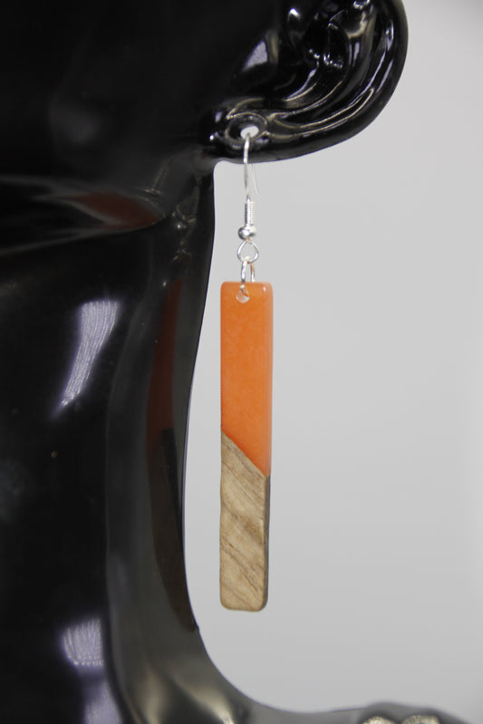 Geometric Resin/Wood, Light Coloured, Silver, Shep Hook, Earrings