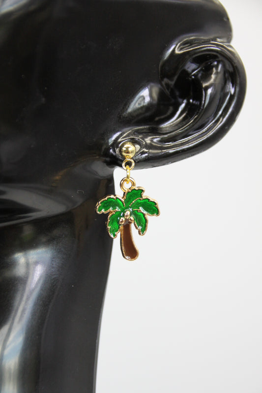 Coconut Tree, Gold Stud, Earrings