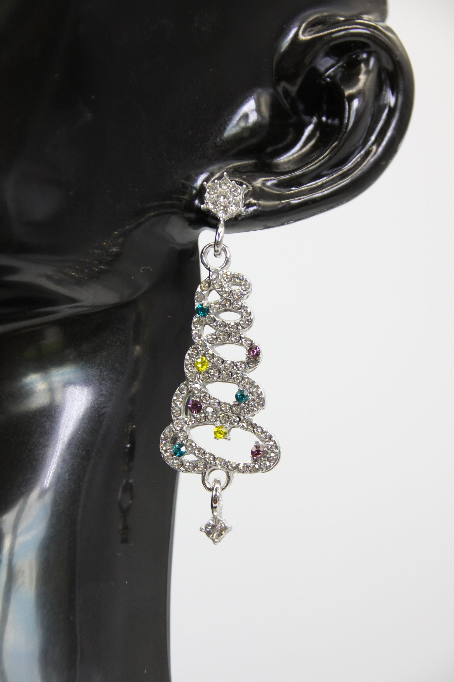 Elegant Christmas Tree, Silvery, Earrings