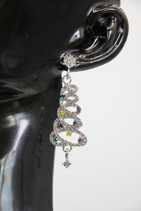 Elegant Christmas Tree, Silvery, Earrings