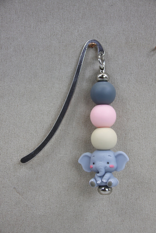 Elephant, Pink & Gray, Silvery, Bookmark