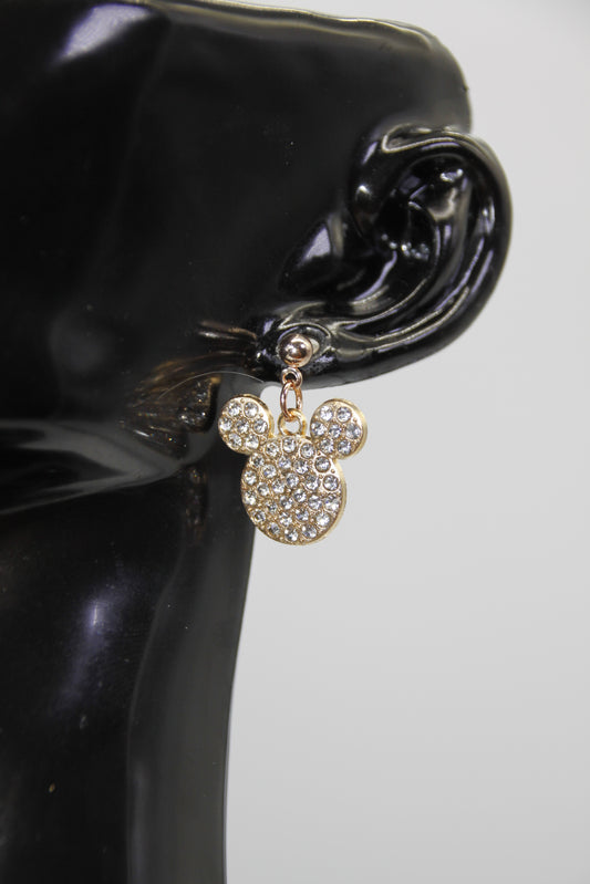 Mickey Mouse, Sparkling Alloy, Rose Gold, Stud, Earrings