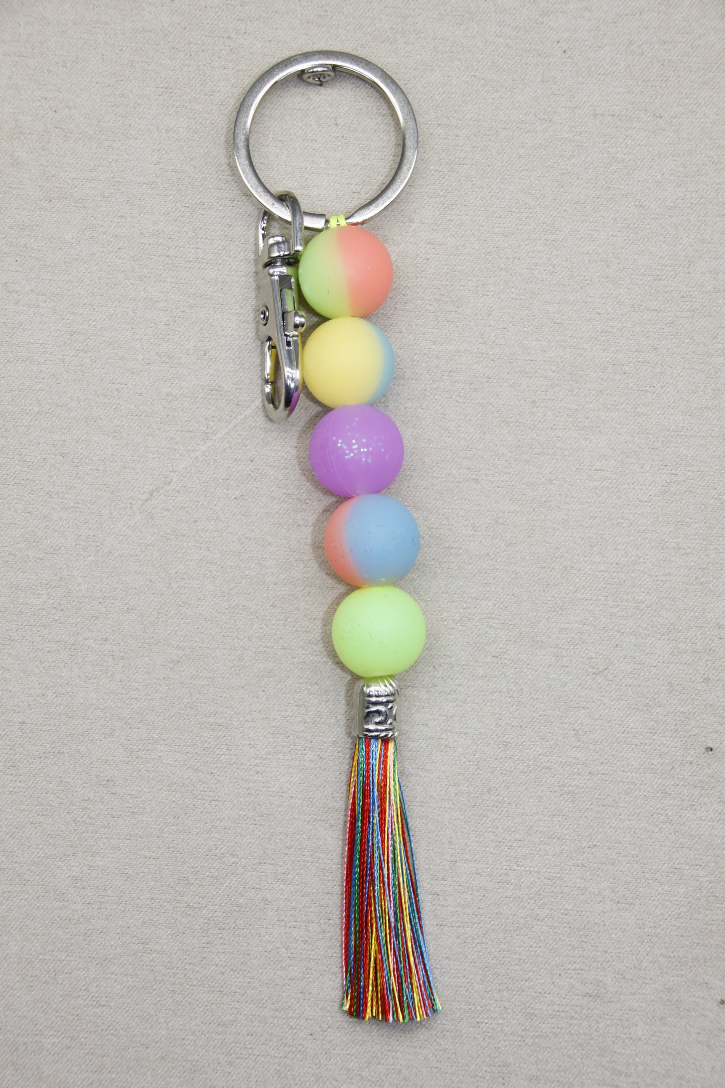 Silicone Coloured Bead Lanyard Keychains