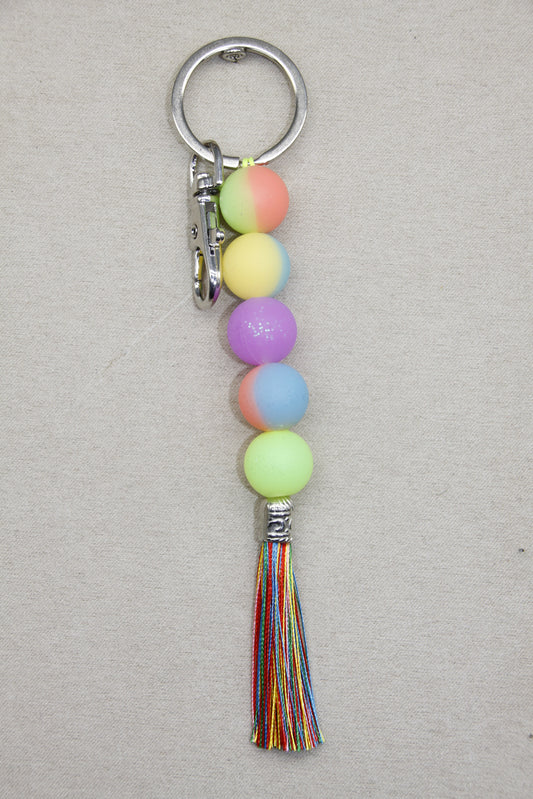 Silicone Coloured Bead Lanyard Keychains