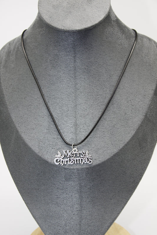 Merry Christmas, Leather Necklace
