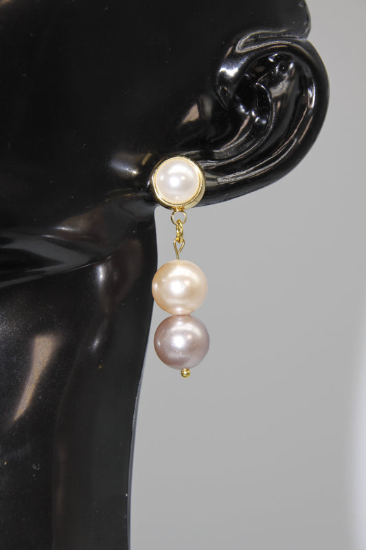 Faux Pearl, Shell Pearl Champagne colour, Earrings