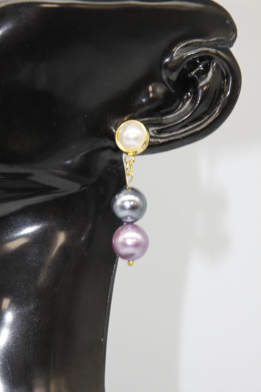 Faux Pearl, Shell Pearl Purple colour, Earrings
