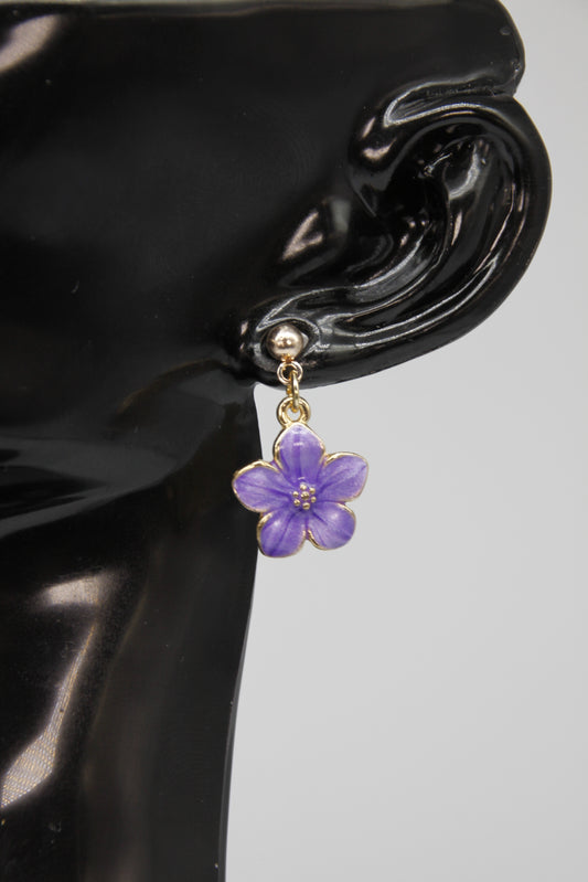 Cherry Blossom Purple, Rose Gold Stud, Earrings
