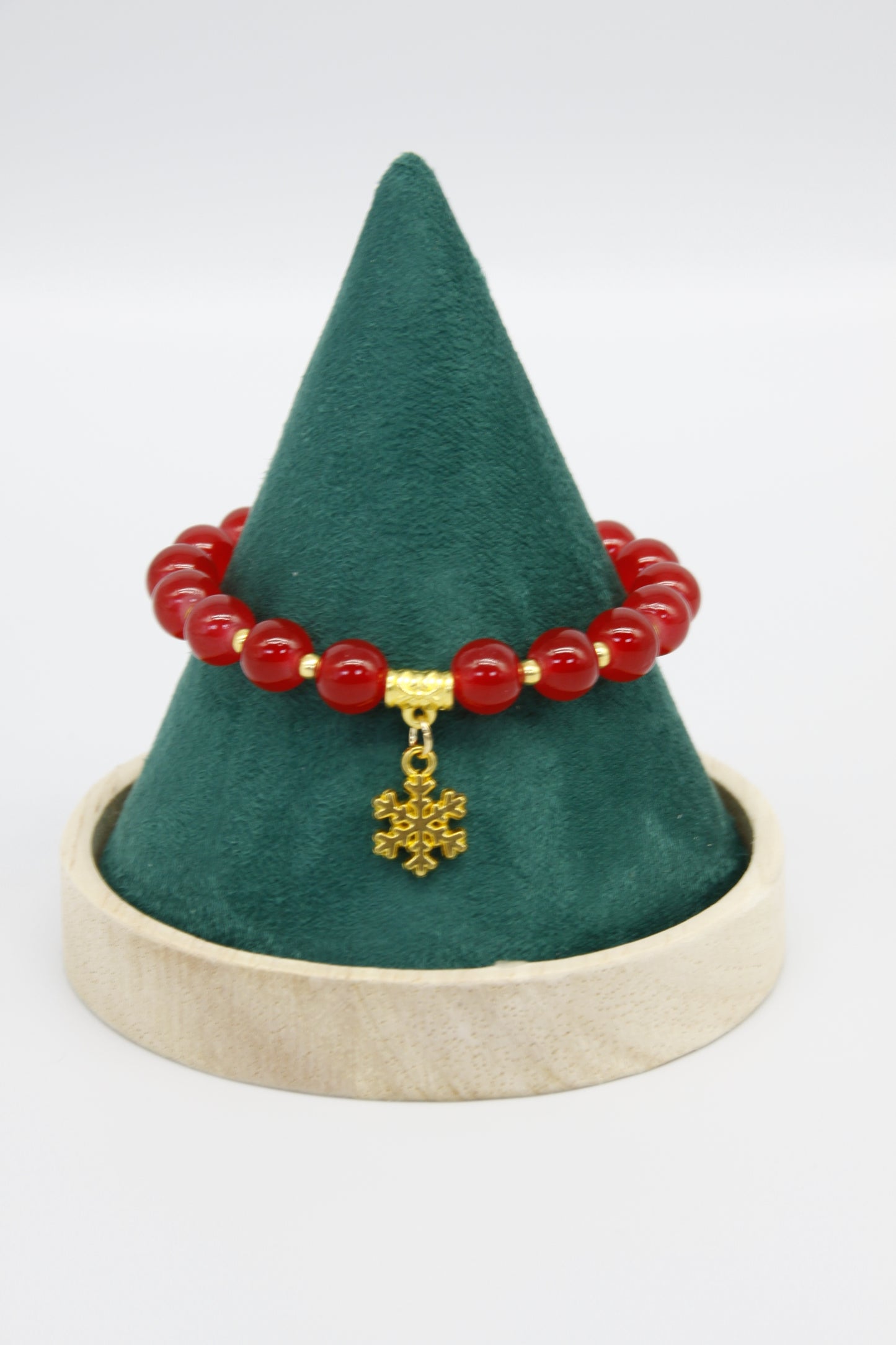 Christmas Snowflake Pendant, Stretch Beaded, Bracelet