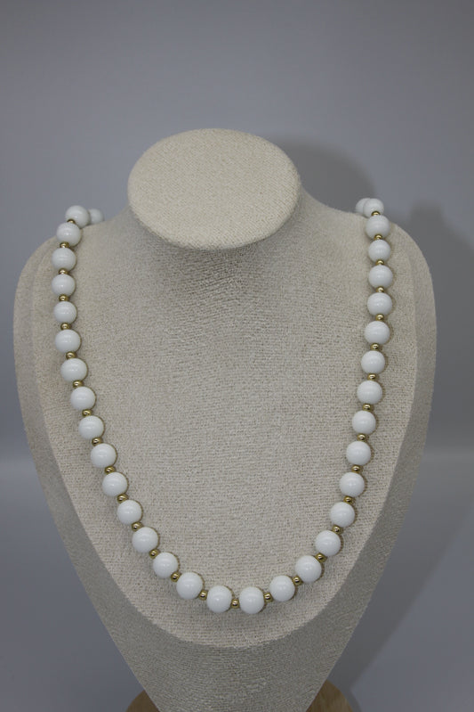 White Onyx and Gold Necklace, 60cm