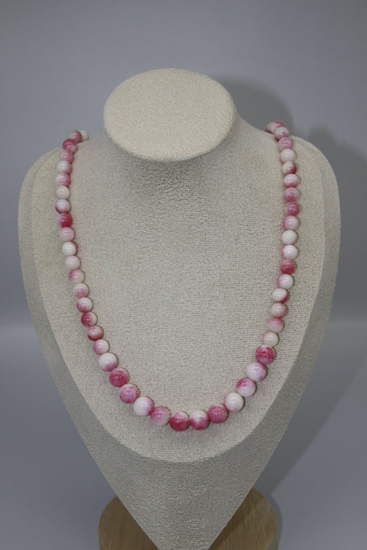 Pink Peach Chalcedony Necklace, 60cm