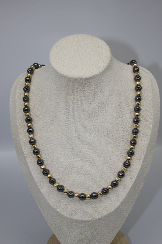 Black and Gold Hematite Necklace, 60cm
