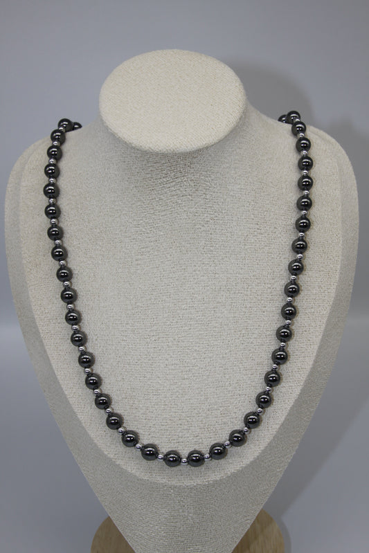 Black and Silver Hematite Necklace, 60cm