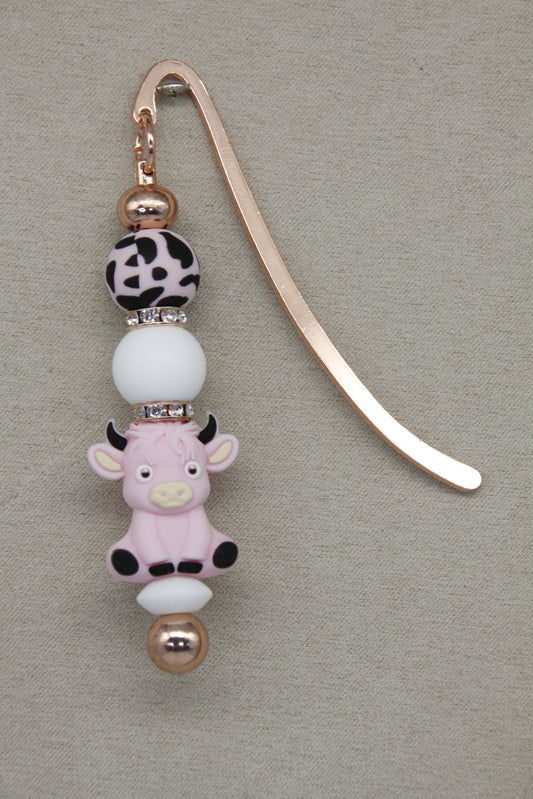 Highland Cow, Bookmark, Rose Gold