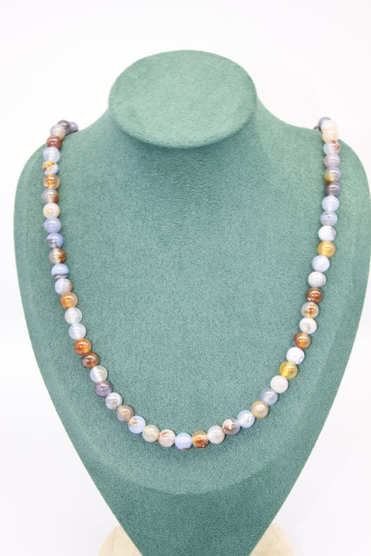 Natural Agate Necklace, Blue/Brown, (60cm)